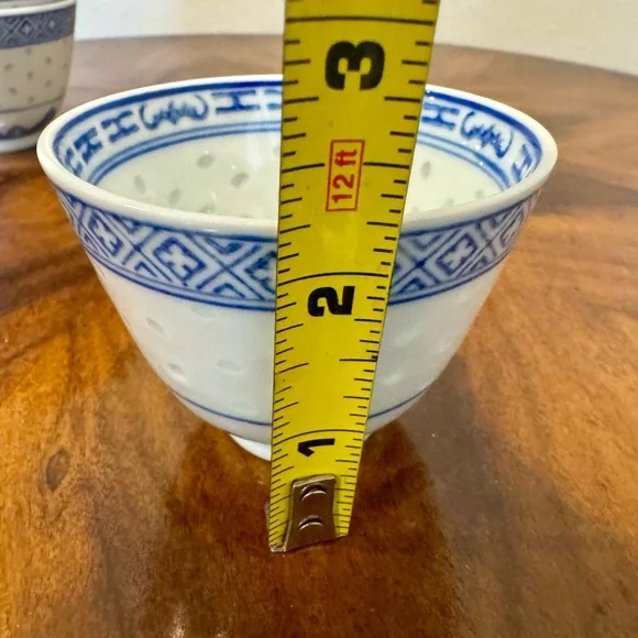 6 Chinese Rice Grain Porcelain Hand Painted Dragon Design Tea Cups - Picture 9 of 10